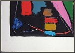 Andr� Lanskoy: Composition abstraite sur noir, lithographie sign�e
